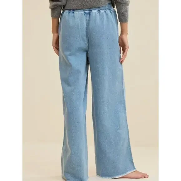 Aerie Soft Landing Pull On Trouser Medium Wash Womens L Loungewear Boho Comfort - Picture 2 of 12